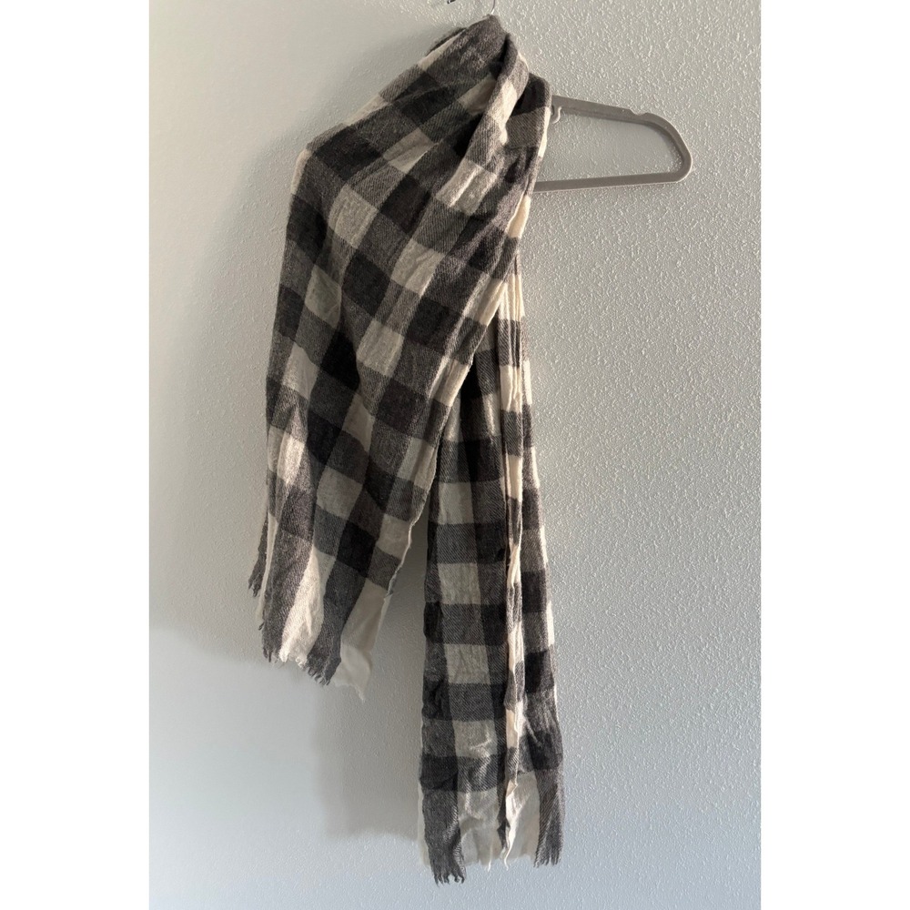 Ahujasons Scarf‎ Wrap Stole Travel Gray Cream Wool Cashmere Quiet Luxury